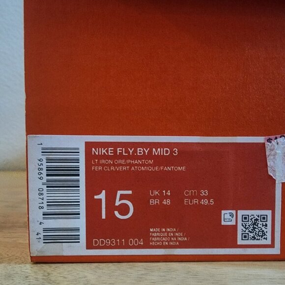 Nike Fly.By Mid 3 Shoes Mens Size 15 Basketball White Black Phantom Iron Ore main image 12